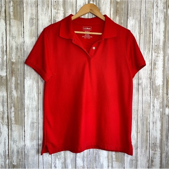 L.L. Bean Tops - L.L. Bean Red Fitted Button Down Polo Shirt
